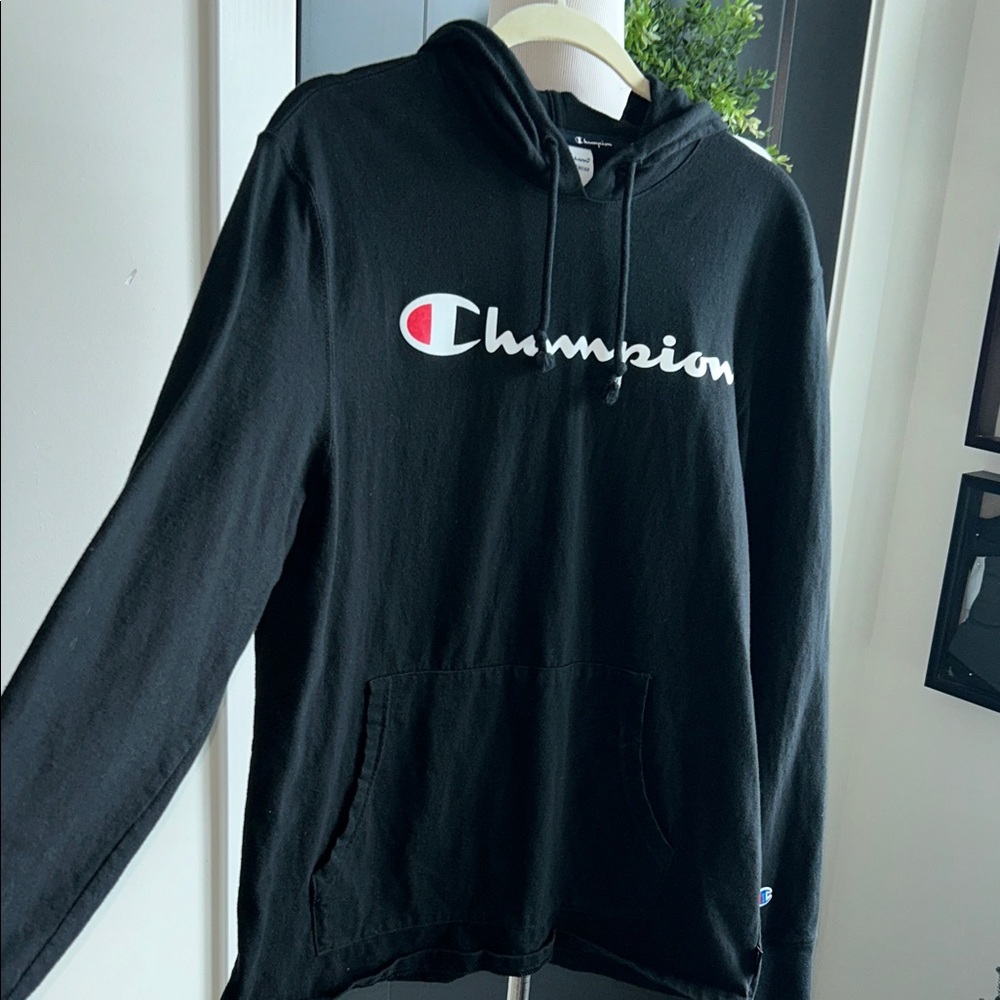 Men's L Champion Classic Black Pullover Hoodie long sleeve shirt